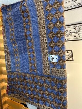 K46 Vibrant Blue & Brown Reversible Twin Kantha